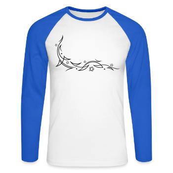 Tribal mit Sternen - Unisex Baseballshirt langarm - Weiß/Royalblau - Vorne - Nik (191cm)