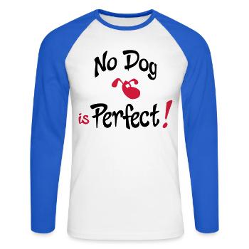 humor hund - Unisex Baseballshirt langarm - Weiß/Royalblau - Vorne - Nik (191cm)