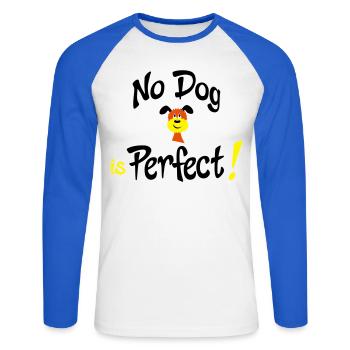 Lustiger Hund - Unisex Baseballshirt langarm - Weiß/Royalblau - Vorne - Nik (191cm)