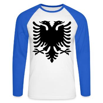 albania_2019 - Unisex Baseballshirt langarm - Weiß/Royalblau - Vorne - Nik (191cm)