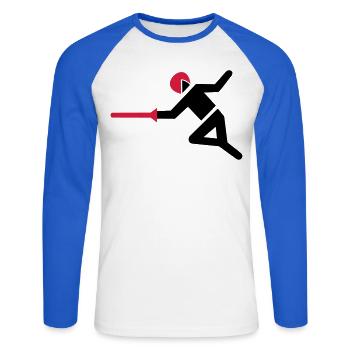 fencing - Unisex Long Sleeve Baseball T-Shirt - white/royal blue - Front - Nik (191cm)