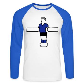 Tischkicker Figur - Unisex Baseballshirt langarm - Weiß/Royalblau - Vorne - Nik (191cm)