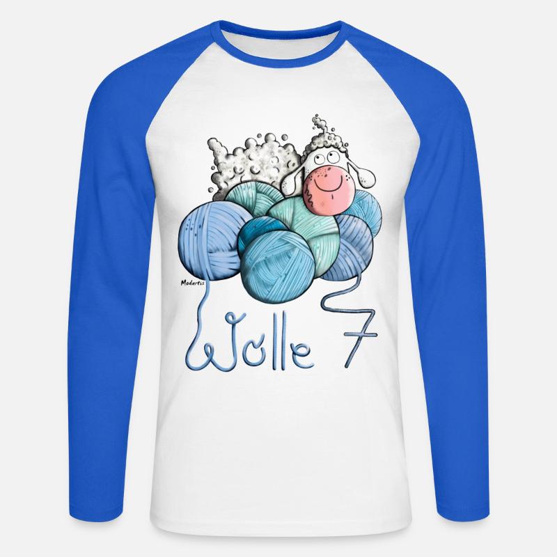 Schaf auf Wolle 7 - Unisex Baseballshirt langarm - Weiß/Royalblau
