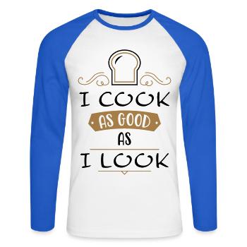 Amateur chef - Unisex Long Sleeve Baseball T-Shirt - white/royal blue - Front - Nik (191cm)