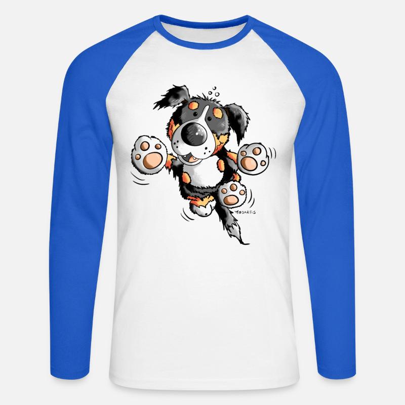 Brain der Berner Sennenhund - Unisex Baseballshirt langarm - Weiß/Royalblau