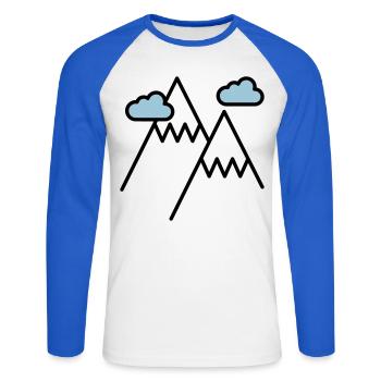 Der Berg ruft - Unisex Baseballshirt langarm - Weiß/Royalblau - Vorne - Nik (191cm)