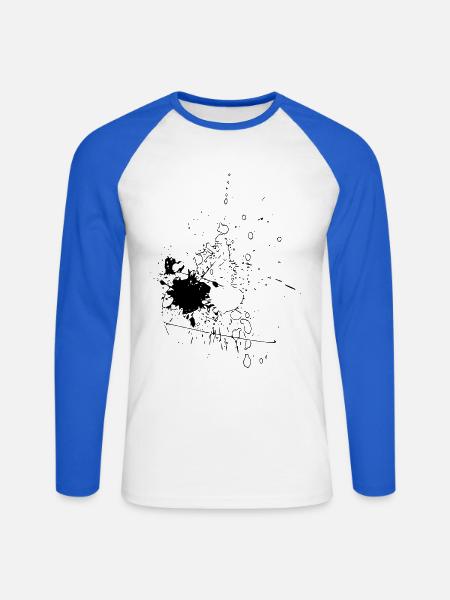 Farbtropfen - Linie / schwarz - Unisex Baseballshirt langarm - Weiß/Royalblau