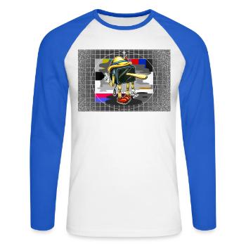 Poster Piglotzio2 - Unisex Long Sleeve Baseball T-Shirt - white/royal blue - Front - Nik (191cm)