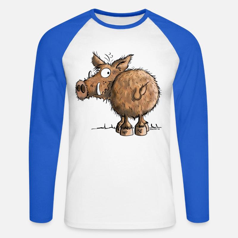 Divertente Cinghiale - Maglia da baseball a manica lunga da uomo - bianco/blu royal
