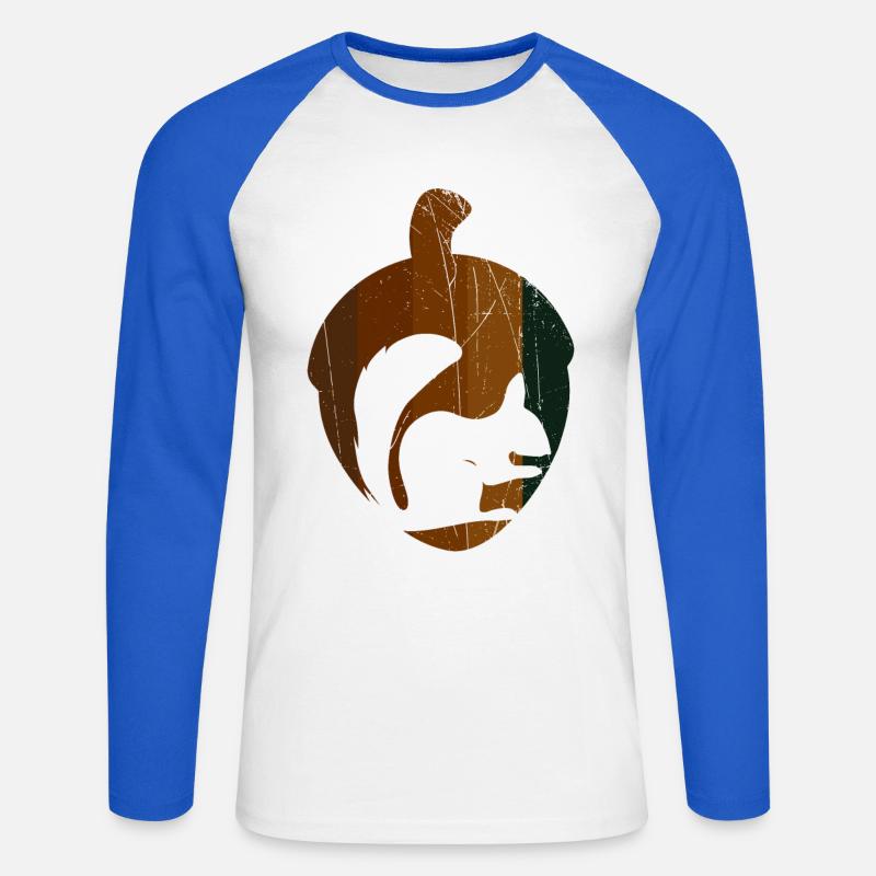 Haselnuss - Eichhörnchen - Unisex Baseballshirt langarm - Weiß/Royalblau