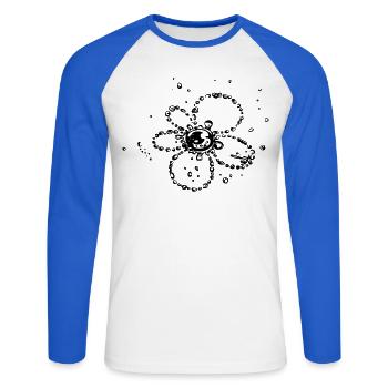 Water splash, Flower of water drops. - Unisex Long Sleeve Baseball T-Shirt - white/royal blue - Front - Nik (191cm)