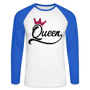 frauenpower - Unisex Baseballshirt langarm - Weiß/Royalblau - Vorne - Nik (191cm)