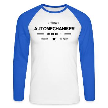 Bester Automechaniker - Unisex Baseballshirt langarm - Weiß/Royalblau - Vorne - Nik (191cm)