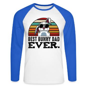 Retro-Hoppelhase Sonnenbrillen - Unisex Baseballshirt langarm - Weiß/Royalblau - Vorne - Nik (191cm)