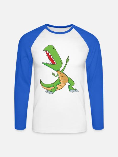 Dabbing T-Rex | Dabbing Dinosaurier - Unisex Baseballshirt langarm - Weiß/Royalblau