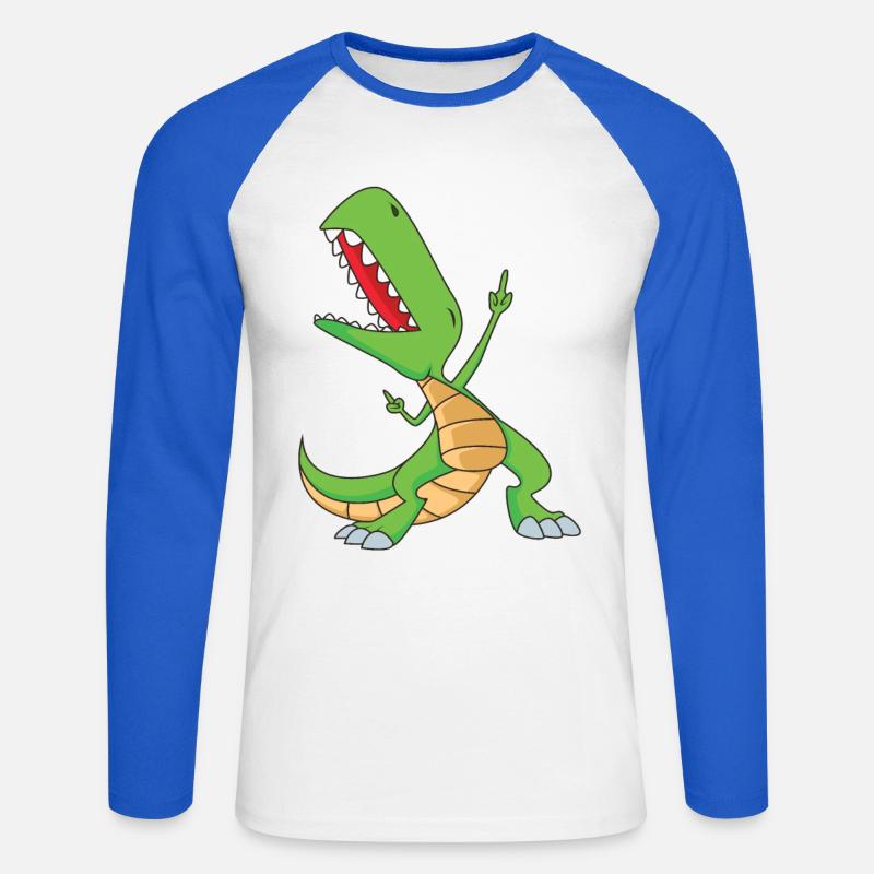Dabbing T-Rex | Dabbing Dinosaurier - Unisex Baseballshirt langarm - Weiß/Royalblau