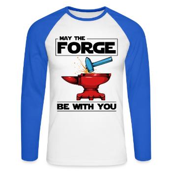 Blacksmith's Hammer Spark Strike - Unisex Long Sleeve Baseball T-Shirt - white/royal blue - Front - Nik (191cm)