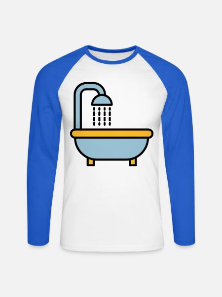 Baignoire - T-shirt baseball manches longues Homme - blanc/bleu royal