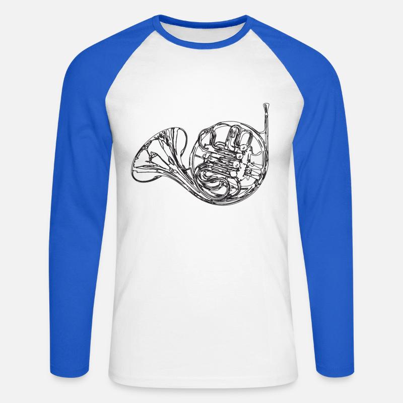 horn - Unisex Long Sleeve Baseball T-Shirt - white/royal blue