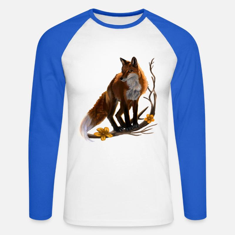 Fuchs - Unisex Baseballshirt langarm - Weiß/Royalblau