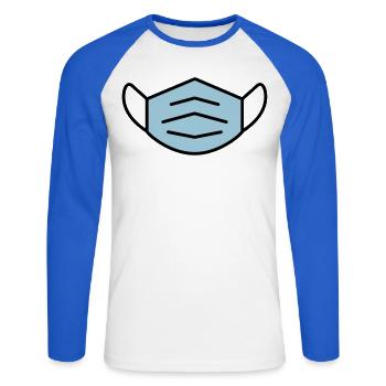Grand vecteur d'un masque - T-shirt baseball manches longues Homme - blanc/bleu royal - Devant - Nik (191cm)