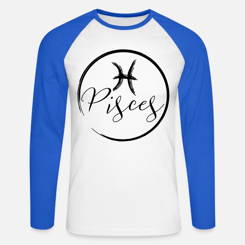 Horoscope Pisces - Unisex Baseballshirt langarm - Weiß/Royalblau