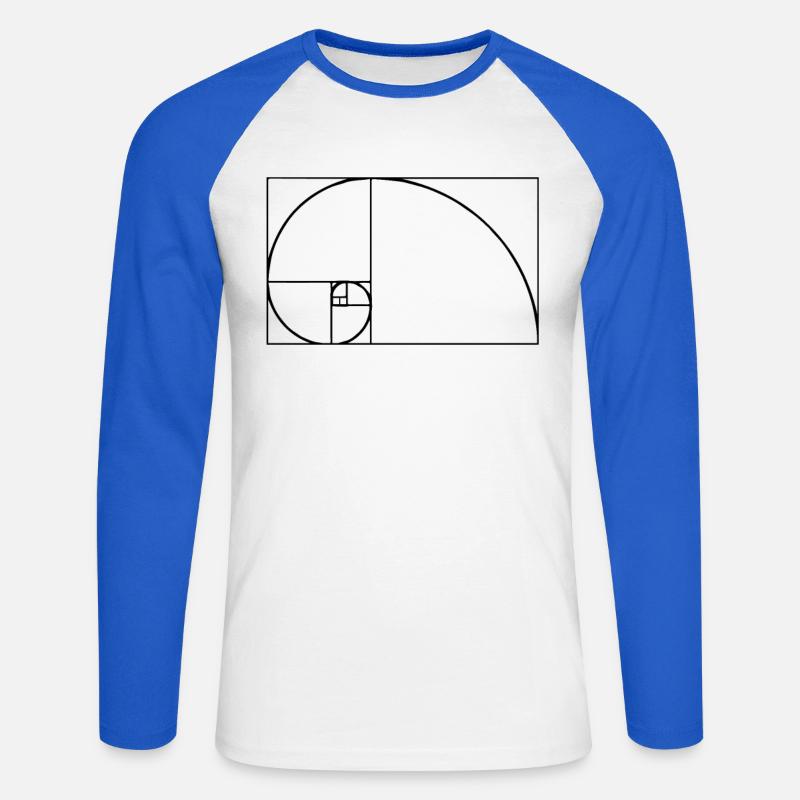 Fibonacci Tshirt - Unisex Baseballshirt langarm - Weiß/Royalblau
