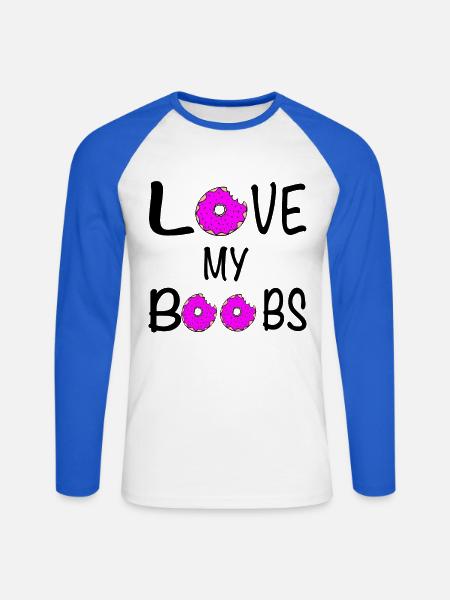 Love my Boobs / Donut / Sprüche / Trend - Unisex Baseballshirt langarm - Weiß/Royalblau
