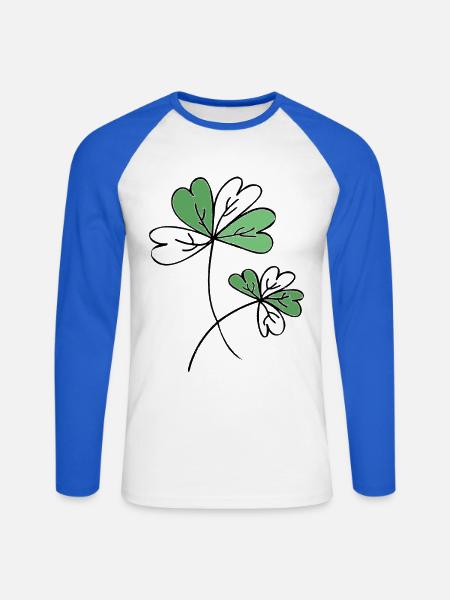 Klee / Glück / Sprüche / Trend / cool - Unisex Baseballshirt langarm - Weiß/Royalblau