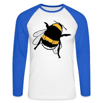 bourdon - T-shirt baseball manches longues Homme - blanc/bleu royal - Devant - Nik (191cm)