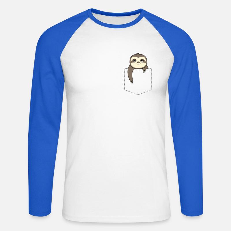 Faultier in einer Tasche - Unisex Baseballshirt langarm - Weiß/Royalblau