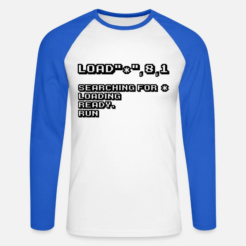 Retro Computing und 8-Bit Nostalgie - Unisex Baseballshirt langarm - Weiß/Royalblau