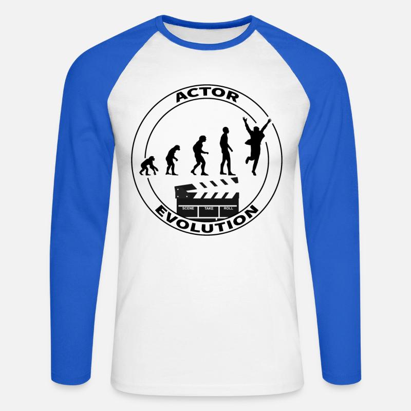 Cadeau d'interprète acteur d'évolution - T-shirt baseball manches longues Homme - blanc/bleu royal