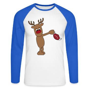 Cadeaux amusants pour Noël à l'époque de Corona - T-shirt baseball manches longues Homme - blanc/bleu royal - Devant - Nik (191cm)