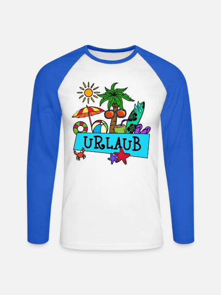 Urlaub Palmen Sommer Sonne Meer Strand Relaxen - Unisex Baseballshirt langarm - Weiß/Royalblau