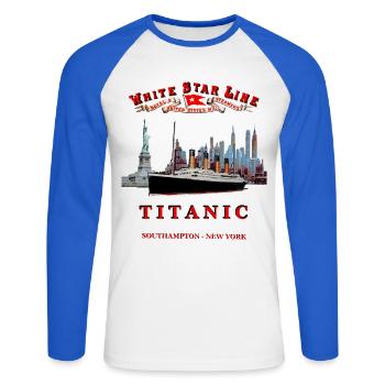 TITANIC SPIRIT CREATION Louis RUNEMBERG © Adagp - Unisex Long Sleeve Baseball T-Shirt - white/royal blue - Front - Nik (191cm)