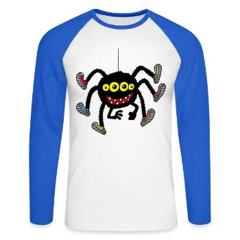 Spider in multicolored shoes - Unisex Long Sleeve Baseball T-Shirt - white/royal blue - Front - Nik (191cm)
