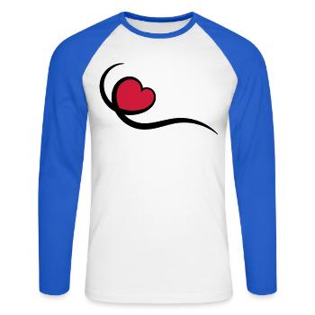 Coeur - T-shirt baseball manches longues Homme - blanc/bleu royal - Devant - Nik (191cm)