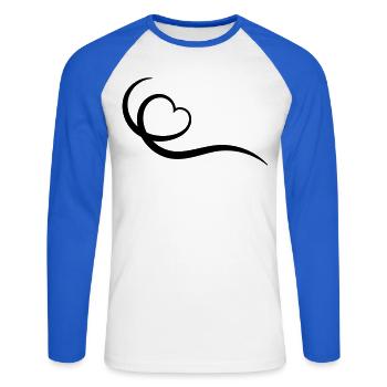 Coeur - T-shirt baseball manches longues Homme - blanc/bleu royal - Devant - Nik (191cm)