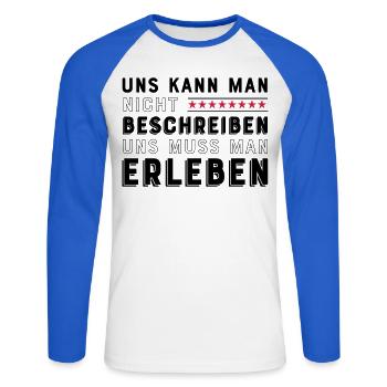 Freunde für immer - Unisex Baseballshirt langarm - Weiß/Royalblau - Vorne - Nik (191cm)