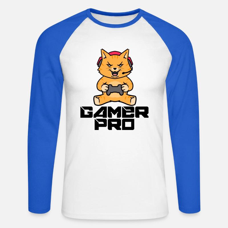 Gamer Zocker Headset Controller Videogames - Unisex Baseballshirt langarm - Weiß/Royalblau