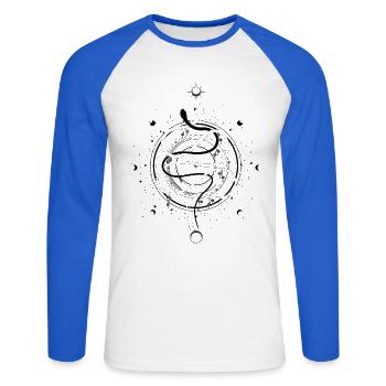 Serpents Lune Phase Occulte Wicca Goth Clothes - T-shirt baseball manches longues Homme - blanc/bleu royal - Devant - Nik (191cm)