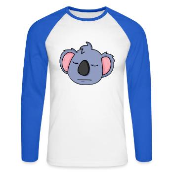 Koala Head - Unisex Long Sleeve Baseball T-Shirt - white/royal blue - Front - Nik (191cm)