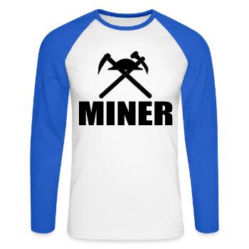 Mineur - T-shirt baseball manches longues Homme - blanc/bleu royal - Devant - Nik (191cm)