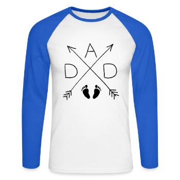 Papa papa Papa Babyf.fess. - T-shirt baseball manches longues Homme - blanc/bleu royal - Devant - Nik (191cm)