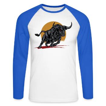 Nature sauvage animal - T-shirt baseball manches longues Homme - blanc/bleu royal - Devant - Nik (191cm)