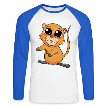 Quokka - Unisex Long Sleeve Baseball T-Shirt - white/royal blue - Front - Nik (191cm)