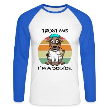 Veterinary veterinary veterinarian gift - Unisex Long Sleeve Baseball T-Shirt - white/royal blue - Front - Nik (191cm)