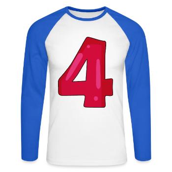 4 - T-shirt baseball manches longues Homme - blanc/bleu royal - Devant - Nik (191cm)