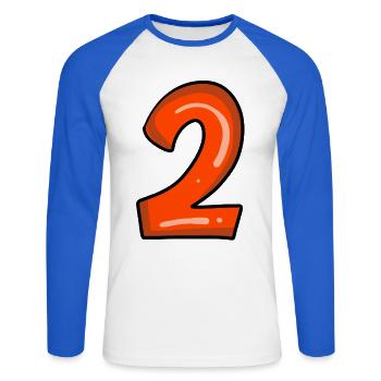 2 rouge - T-shirt baseball manches longues Homme - blanc/bleu royal - Devant - Nik (191cm)